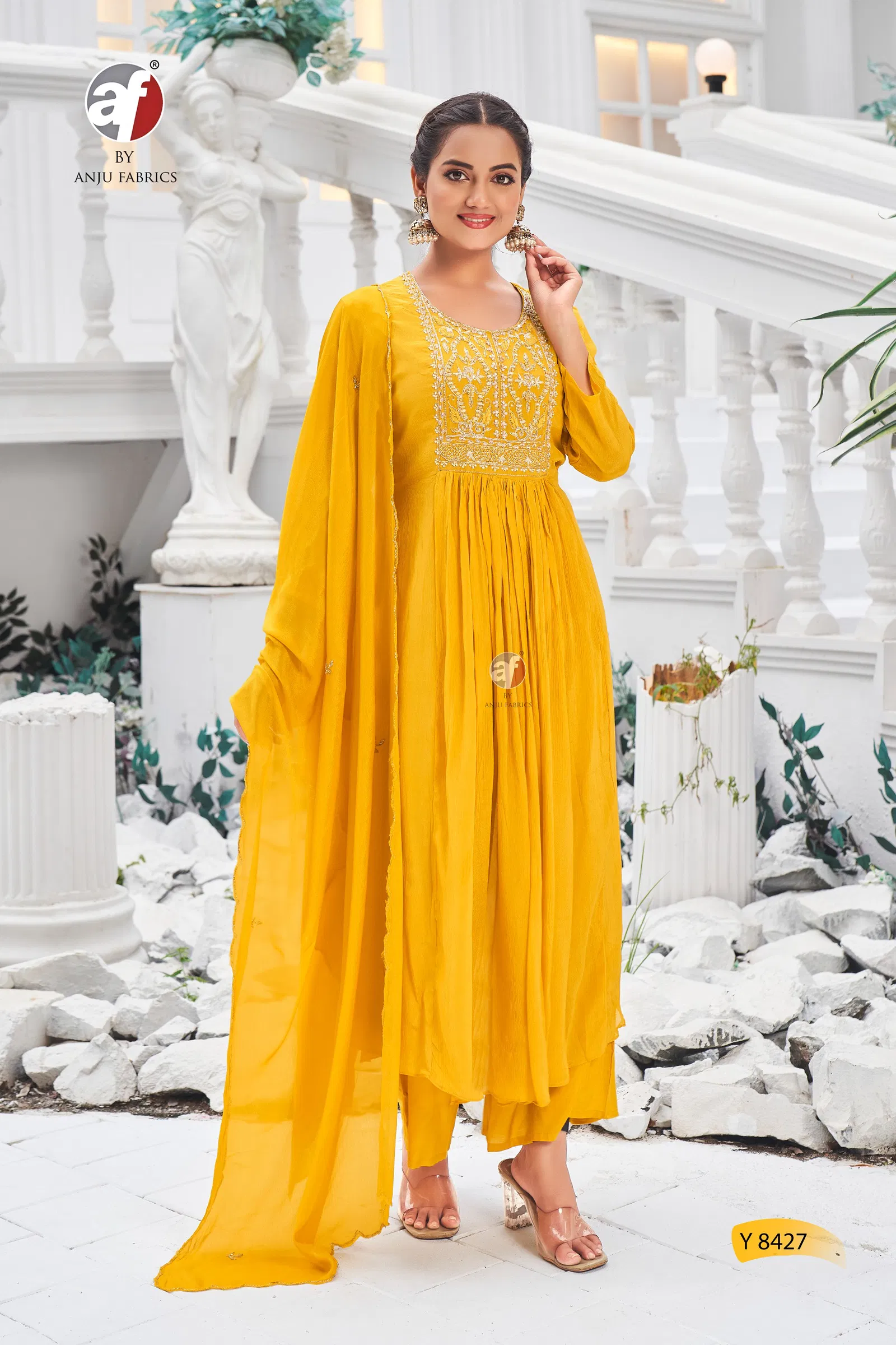 Y 8427 By AF Designer Kurti With Bottom Dupatta Wholesale Market In Surat
